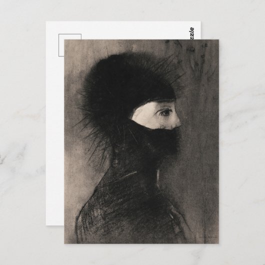 Odilon Redon. Rüstung. Dunkle Frau Gesicht. Symbol Postkarte (Vorne/Hinten)