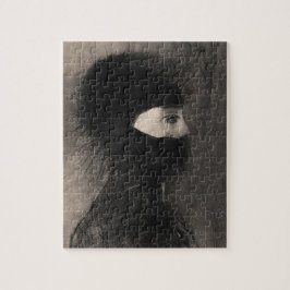 Odilon Redon. Rüstung. Dunkle Frau Gesicht. Symbol Puzzle