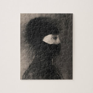 Odilon Redon. Rüstung. Dunkle Frau Gesicht. Symbol Puzzle