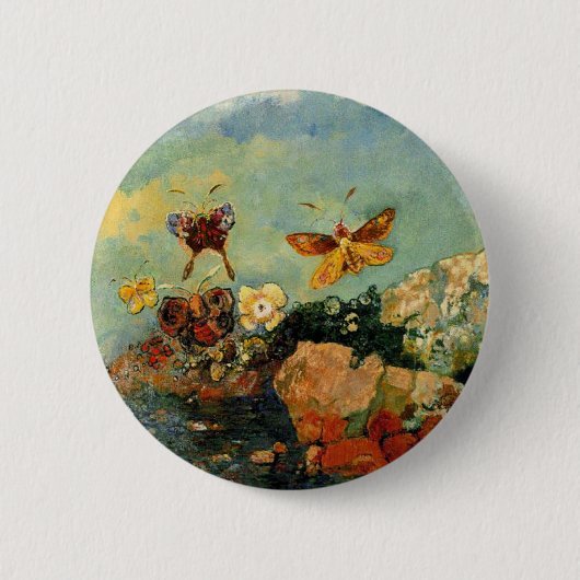 Odilon Redon - Schmetterlinge, berühmtes Bild, Button (Vorderseite)