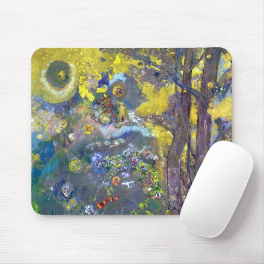 Odilon Redon Trees on a Yellow Background Mousepad (Mit Mouse)