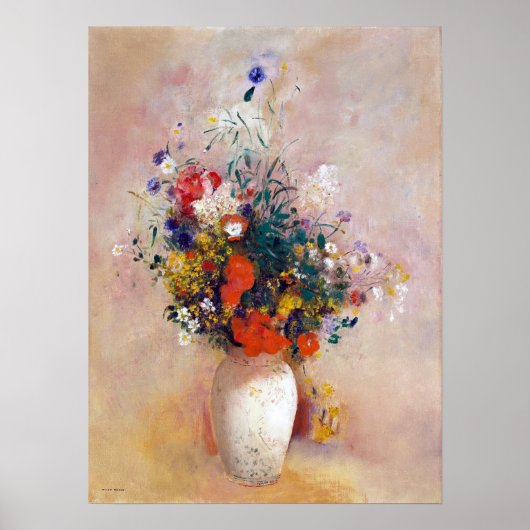 Odilon Redon Vase der Blume (rosa Hintergrund) Poster (Vorne)