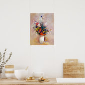 Odilon Redon Vase der Blume (rosa Hintergrund) Poster (Küche)