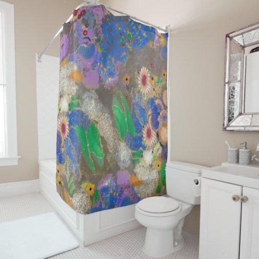 Odilon Redons abstrakte Blume Hintergrund. Duschvorhang (Beispiel)