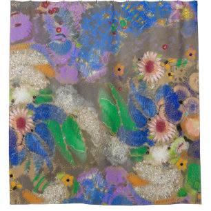 Odilon Redons abstrakte Blume Hintergrund. Duschvorhang