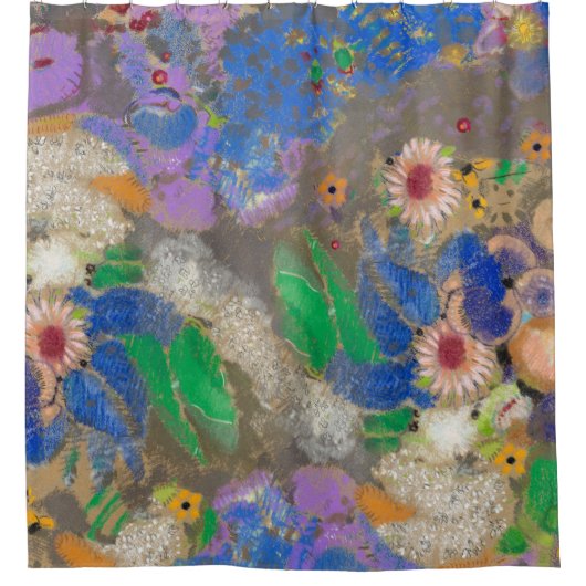 Odilon Redons abstrakte Blume Hintergrund. Duschvorhang (Vorderseite)