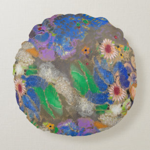 Odilon Redons abstrakte Blume Hintergrund. Rundes Kissen