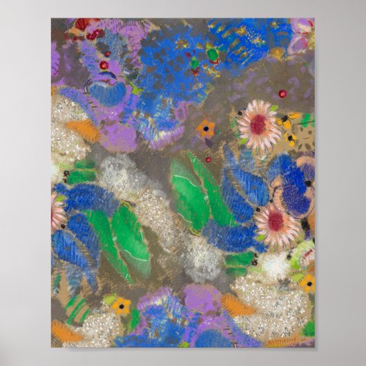 Odilon Redons abstrakter Blumenhintergrund. Poster (Vorne)