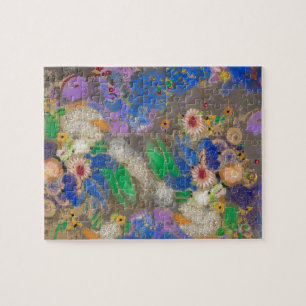 Odilon Redons abstrakter Blumenhintergrund. Puzzle