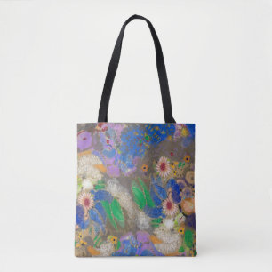 Odilon Redons abstrakter Blumenhintergrund. Tasche