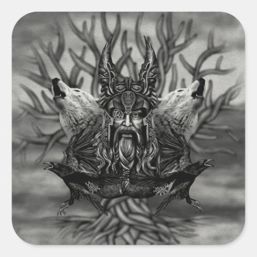 Odin-All-Father Quadratischer Aufkleber (Vorderseite)