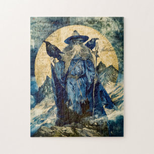Odin der Einäugige mit seinen zwei Raben Puzzle