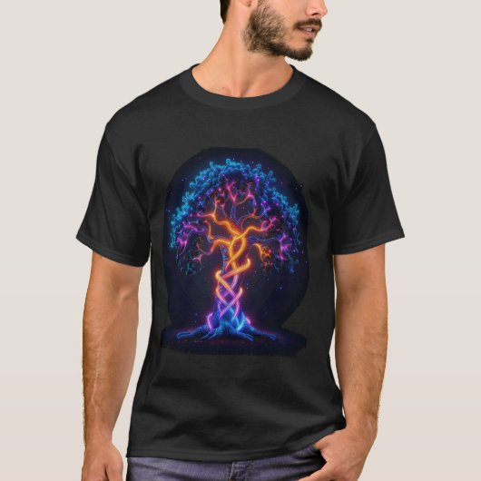 Odin farbiger Baum des Lebens Wikinger Valhalla He T-Shirt (Vorderseite)