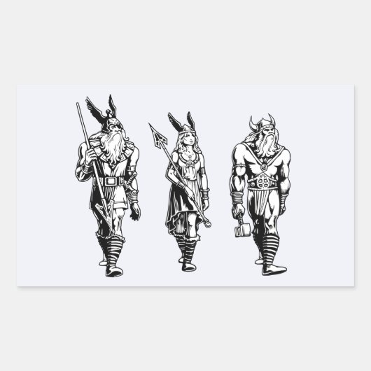 Odin, Freyja & Thor Rechteckiger Aufkleber (Vorderseite)