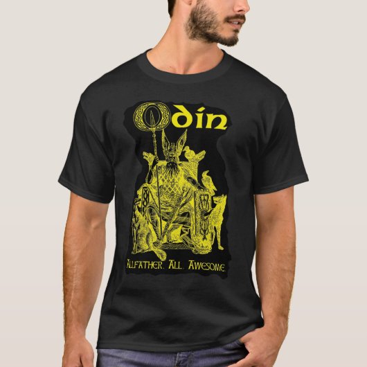 ODIN! Gold auf Schwarzem T-Shirt (Vorderseite)