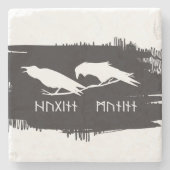 Odin Hammer runes ravens Viking Mythology Valhalla Steinuntersetzer (Vorderseite)