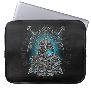 Odin mit Raben und Schwertern Viking Mythology blu Laptopschutzhülle