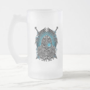Odin mit Raben und Schwertern Viking Mythology blu Mattglas Bierglas