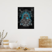 Odin mit Raben und Schwertern Viking Mythology blu Poster (Küche)