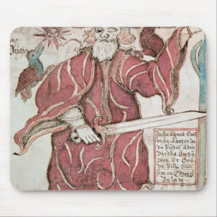 Odin, mit seinen zwei Krähen, Hugin und Munin Mousepad
