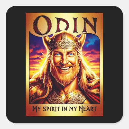 ODIN, MY SPIRIT IN MY HEART. QUADRATISCHER AUFKLEBER (Vorderseite)