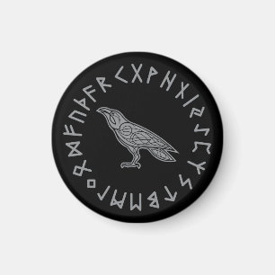 Odin-Rabe-Krähe-Wikinger-Mythologie Runen runisch Magnet