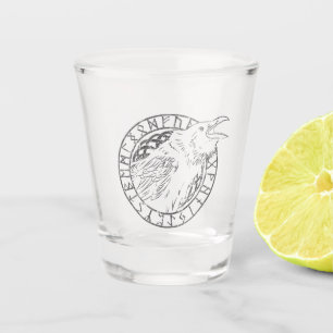 Odin-Rabe-Krähe-Wikinger-Mythologie Runen runisch Schnapsglas
