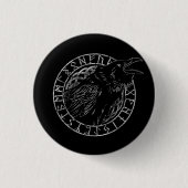 Odin Raben-Krähen-Viking-Mythologierunen runic Button (Vorderseite)
