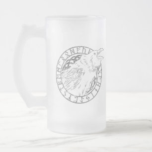 Odin Raben-Krähen-Viking-Mythologierunen runic Mattglas Bierglas