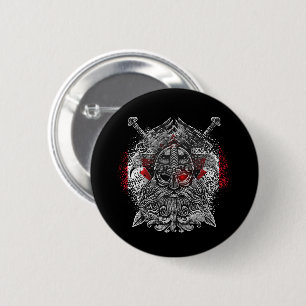 Odin-Raben-Schwerter Wikinger-Mythologie Kanada-Fl Button