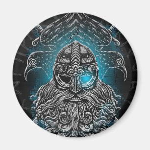 Odin Raben und Schwerter Blaues Leuchtendes Auge N Magnet