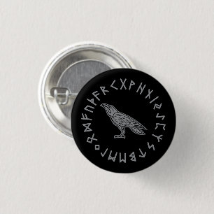Odin Raven Crow Viking Mythology läuft rundum Button