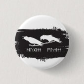 Odin Raven Crow Viking Mythology läuft rundum Button (Vorderseite)