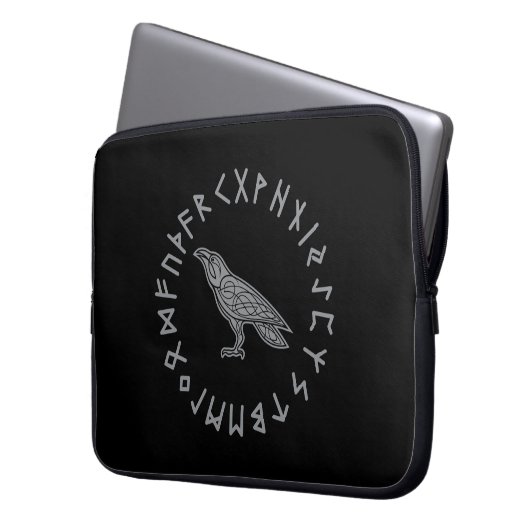 Odin Raven Crow Viking Mythology läuft rundum Laptopschutzhülle (Vorderseite Links)
