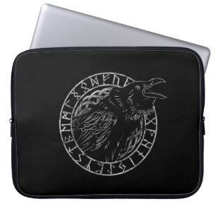 Odin Raven Crow Viking Mythology läuft rundum Laptopschutzhülle