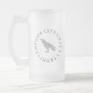 Odin Raven Crow Viking Mythology läuft rundum Mattglas Bierglas