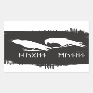 Odin Raven Crow Viking Mythology läuft rundum Rechteckiger Aufkleber