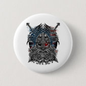 Odin ravens and Schwerter Viking Mythology USA fla Button (Vorderseite)
