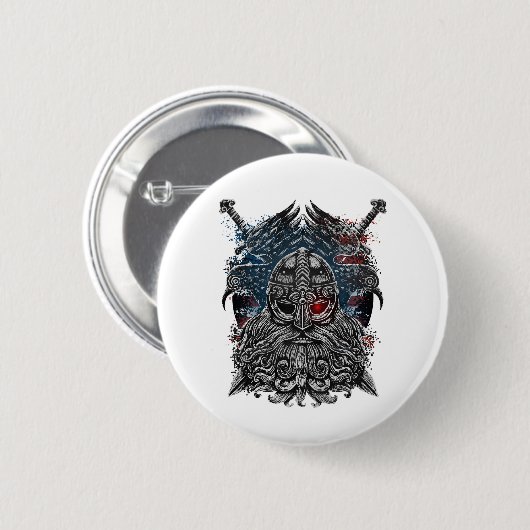 Odin ravens and Schwerter Viking Mythology USA fla Button (Vorne & Hinten)