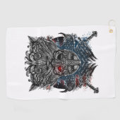 Odin ravens and Schwerter Viking Mythology USA fla Golfhandtuch (Horizontal)