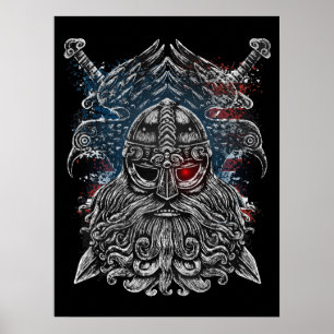 Odin ravens and Schwerter Viking Mythology USA fla Poster