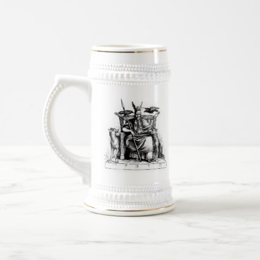 Odin ravens auf seinem Steinthron, der die Mytholo Bierglas (Links)