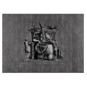Odin ravens auf seinem Steinthron, der die Mytholo Schneidebrett