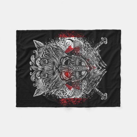 Odin ravens Schwerter Fleecedecke (Vorderseite (Horizontal))