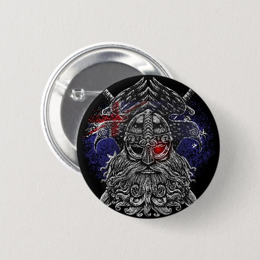 Odin ravens Schwerter Viking Mythology Australien Button (Vorne & Hinten)
