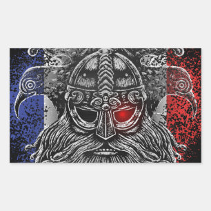 Odin ravens Schwerter Viking Mythology France Flag Rechteckiger Aufkleber
