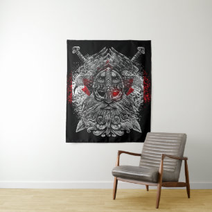 Odin ravens Schwerter Viking Mythology Kanada Flag Wandteppich
