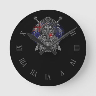 Odin ravens swords Viking Mythology Australia flag Runde Wanduhr