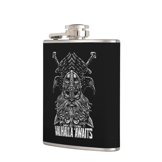 Odin ravens Viking Mythology Valhalla erwartet Flachmann (Links)