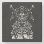 Odin ravens Viking Mythology Valhalla erwartet Steinuntersetzer (Vorderseite)